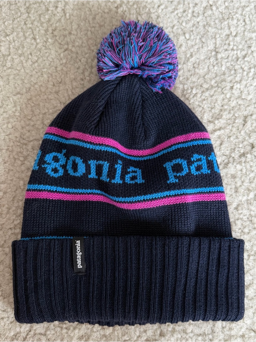 Patagonia Powder Town Beanie Park Stripe Pitch Blue